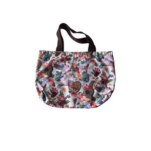 LeSportsac Reversible Tote Bag and Wallet Set Hawaiian Ukulele Tropical Print